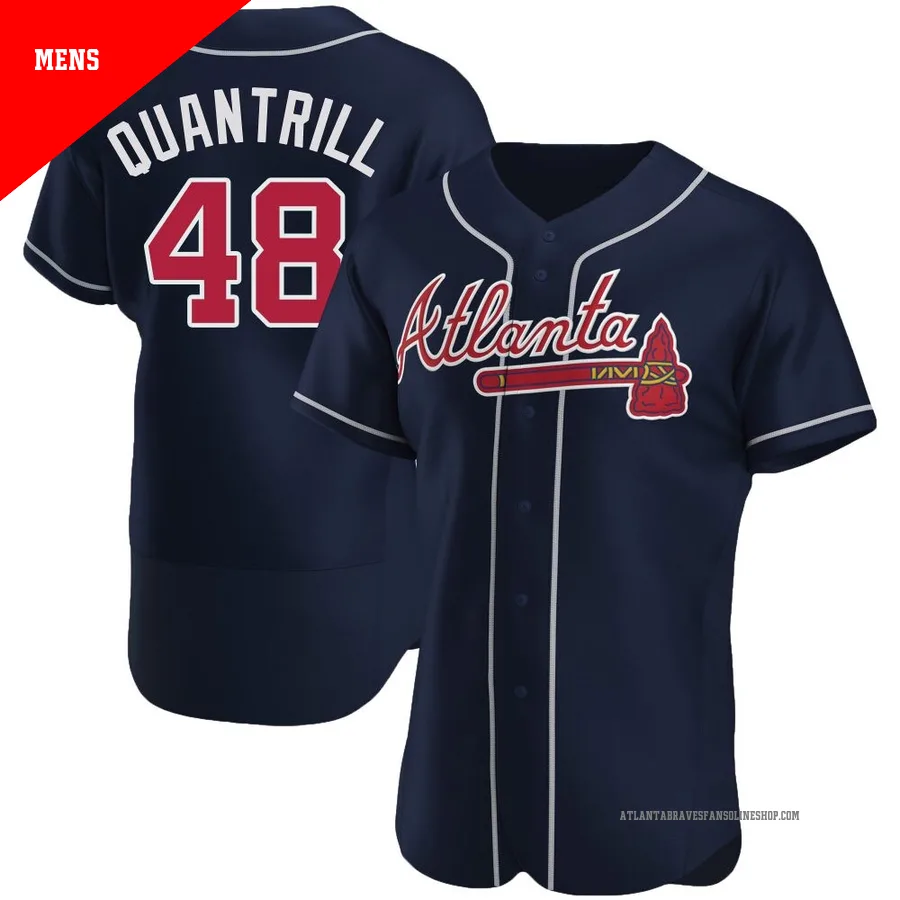 Atlanta Braves ＃48 Cal Quantrill Men's Authentic Alternate Jersey - Navy