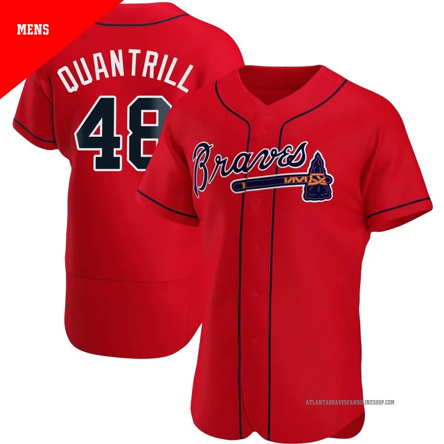 Atlanta Braves ＃48 Cal Quantrill Men's Authentic Alternate Jersey - Red