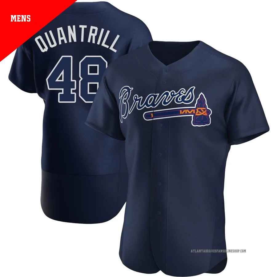 Atlanta Braves ＃48 Cal Quantrill Men's Authentic Alternate Team Name Jersey - Navy