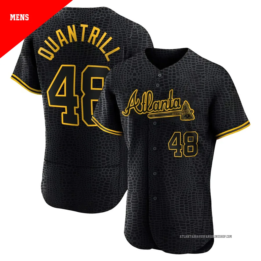 Atlanta Braves ＃48 Cal Quantrill Men's Authentic Snake Skin City Jersey - Black