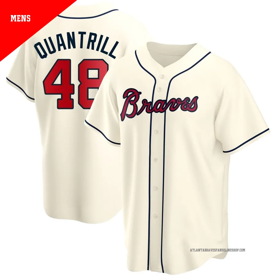 Atlanta Braves ＃48 Cal Quantrill Men's Replica Alternate Jersey - Cream