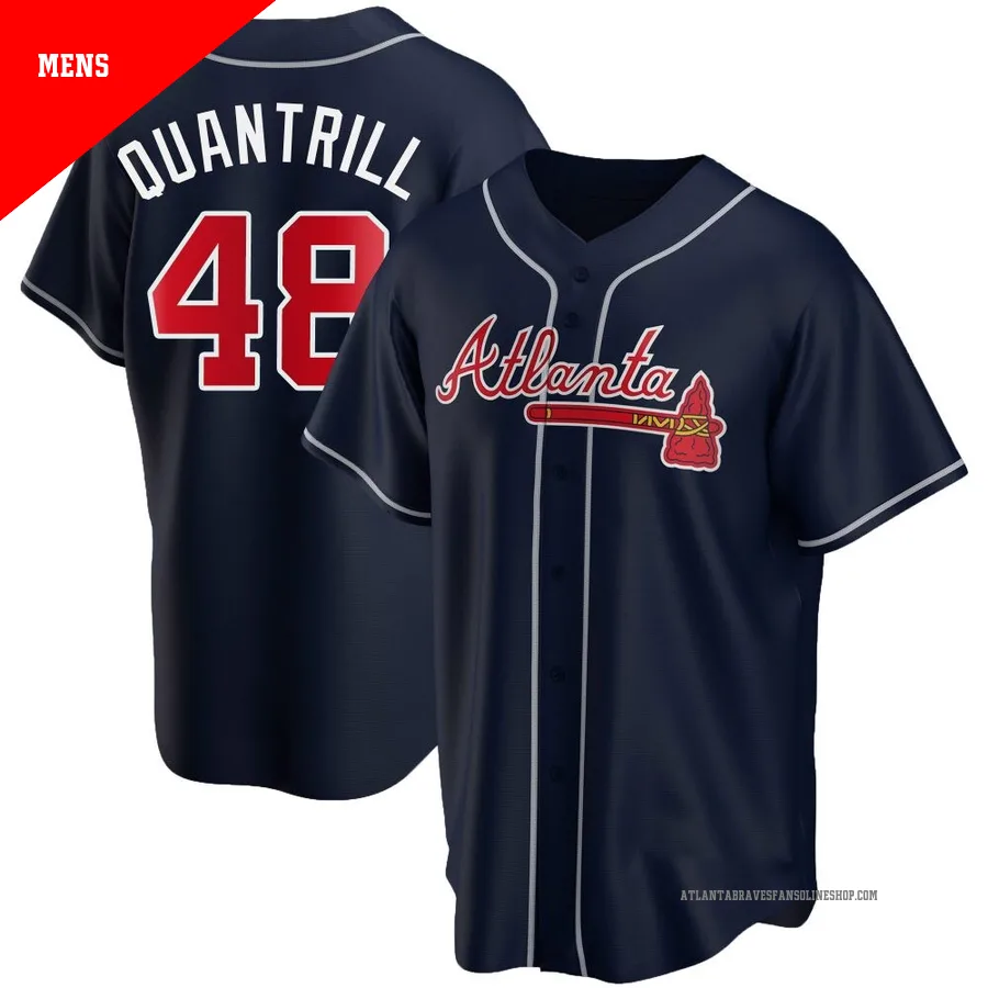 Atlanta Braves ＃48 Cal Quantrill Men's Replica Alternate Jersey - Navy
