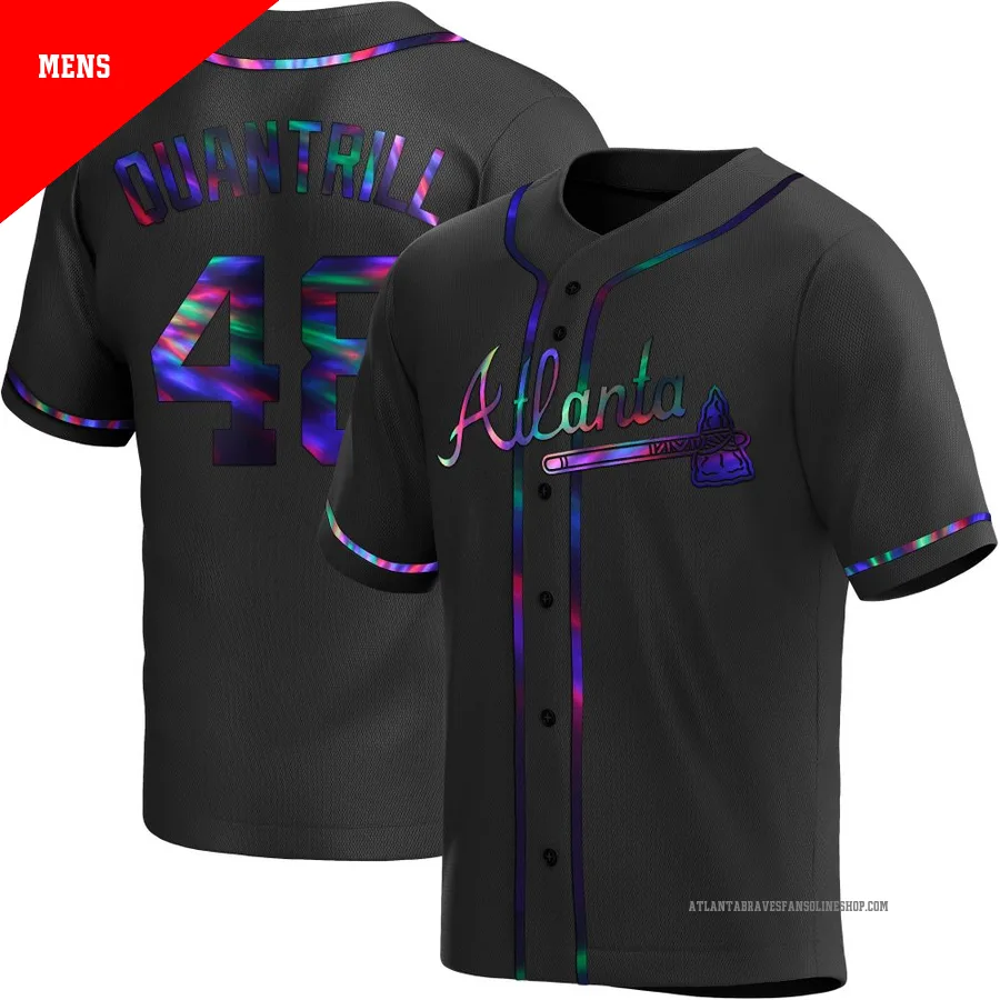 Atlanta Braves ＃48 Cal Quantrill Men's Replica Holographic Alternate Jersey - Black