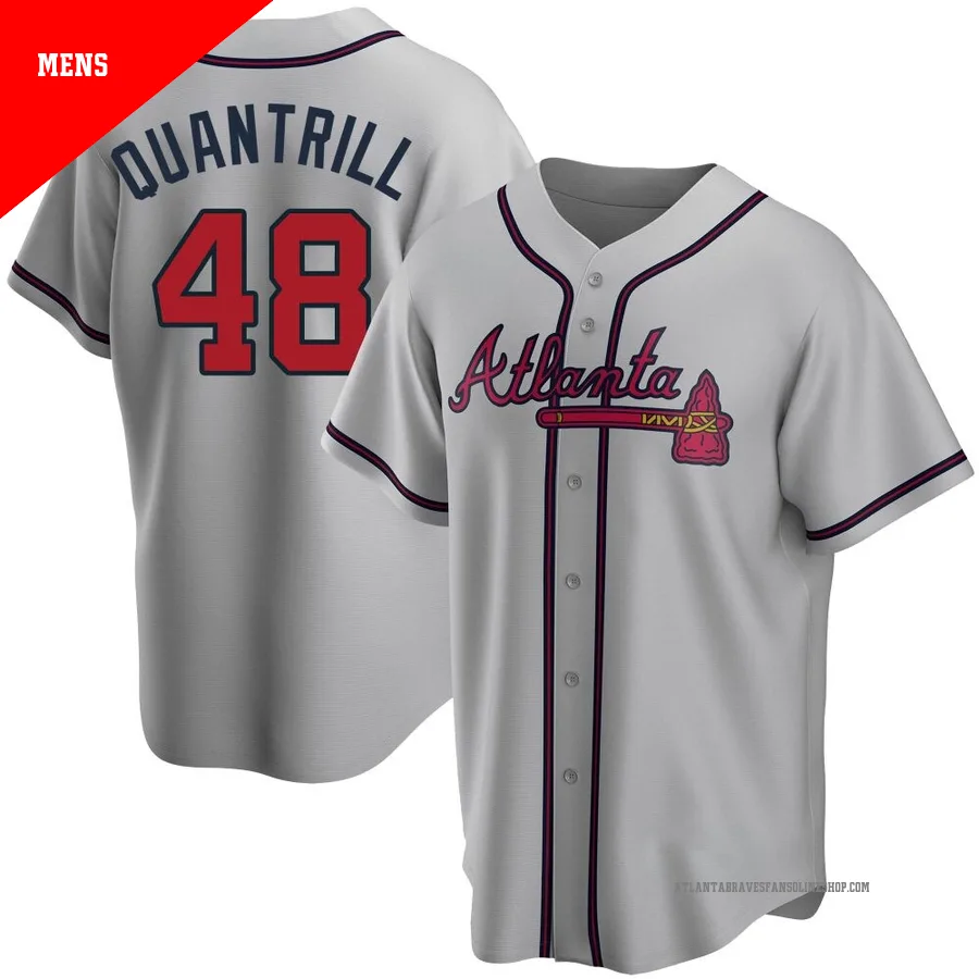 Atlanta Braves ＃48 Cal Quantrill Men's Replica Road Jersey - Gray