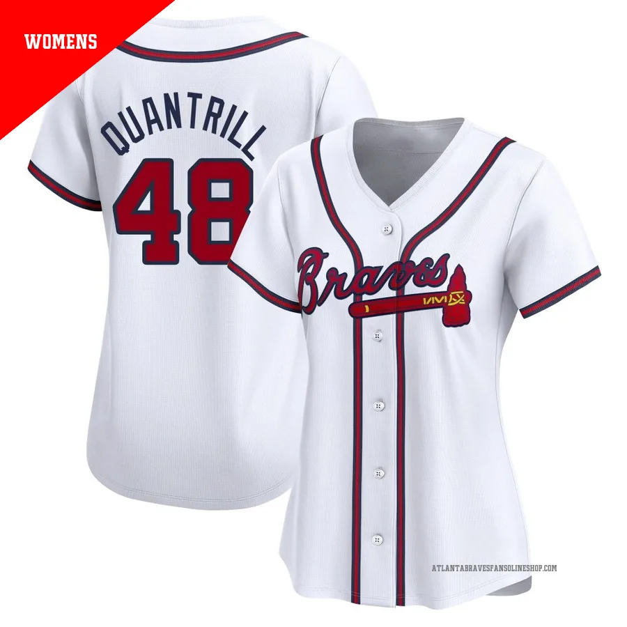 Atlanta Braves ＃48 Cal Quantrill Women's Limited Home Jersey - White