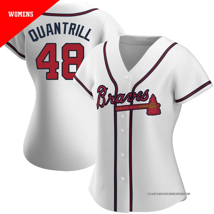 Atlanta Braves ＃48 Cal Quantrill Women's Replica Home Jersey - White