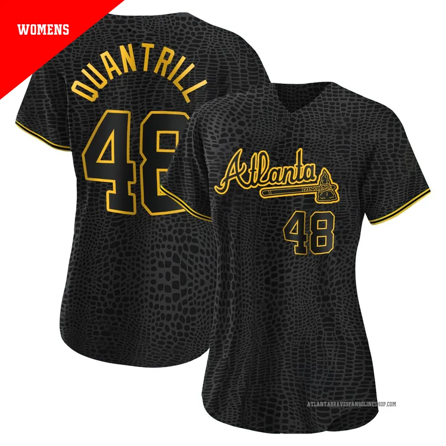 Atlanta Braves ＃48 Cal Quantrill Women's Replica Snake Skin City Jersey - Black