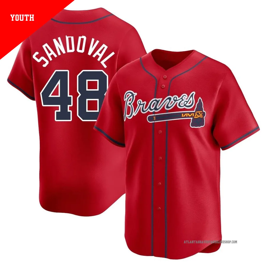 Atlanta Braves ＃48 Pablo Sandoval Youth Limited Alternate Jersey - Red