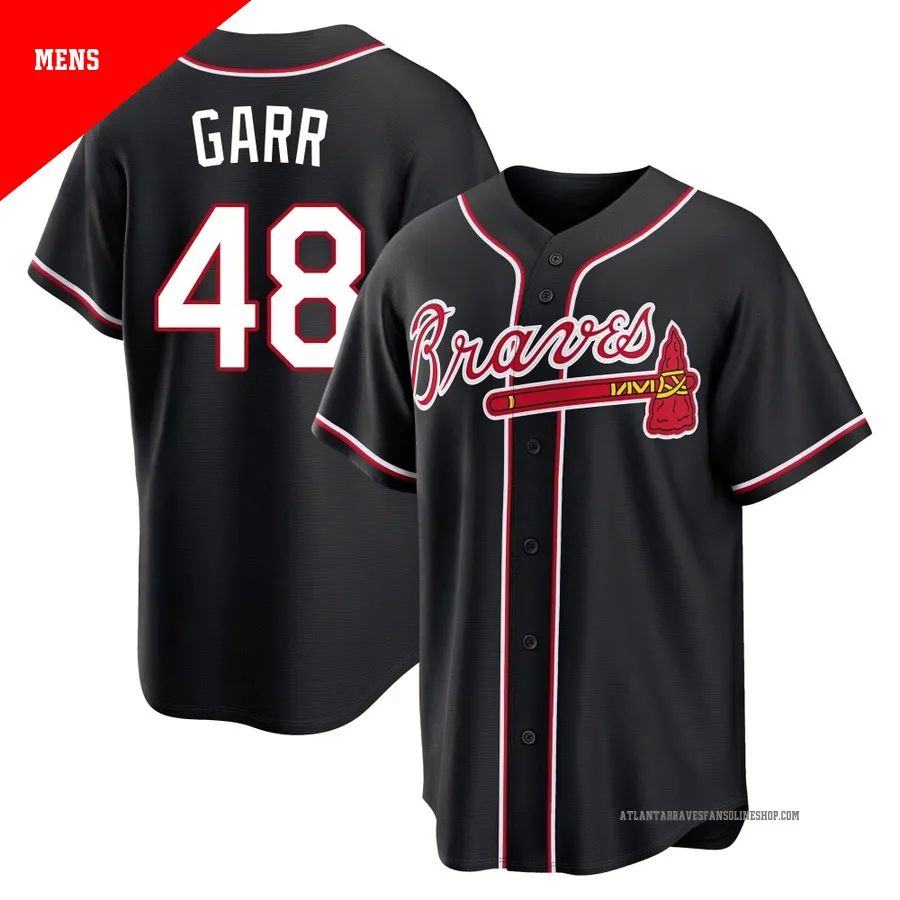 Atlanta Braves ＃48 Ralph Garr Men's Replica Fashion Out Jersey - Black