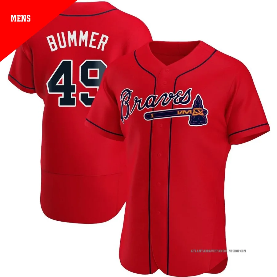 Atlanta Braves ＃49 Aaron Bummer Men's Authentic Alternate Jersey - Red