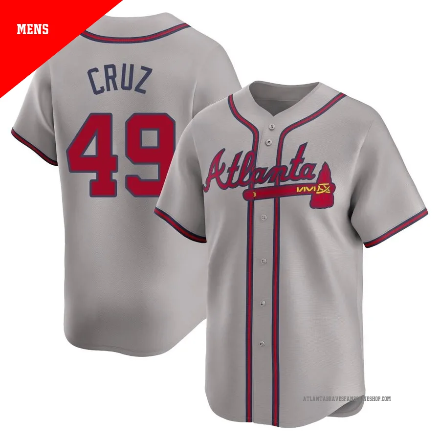 Atlanta Braves ＃49 Jesus Cruz Men's Limited Away Jersey - Gray