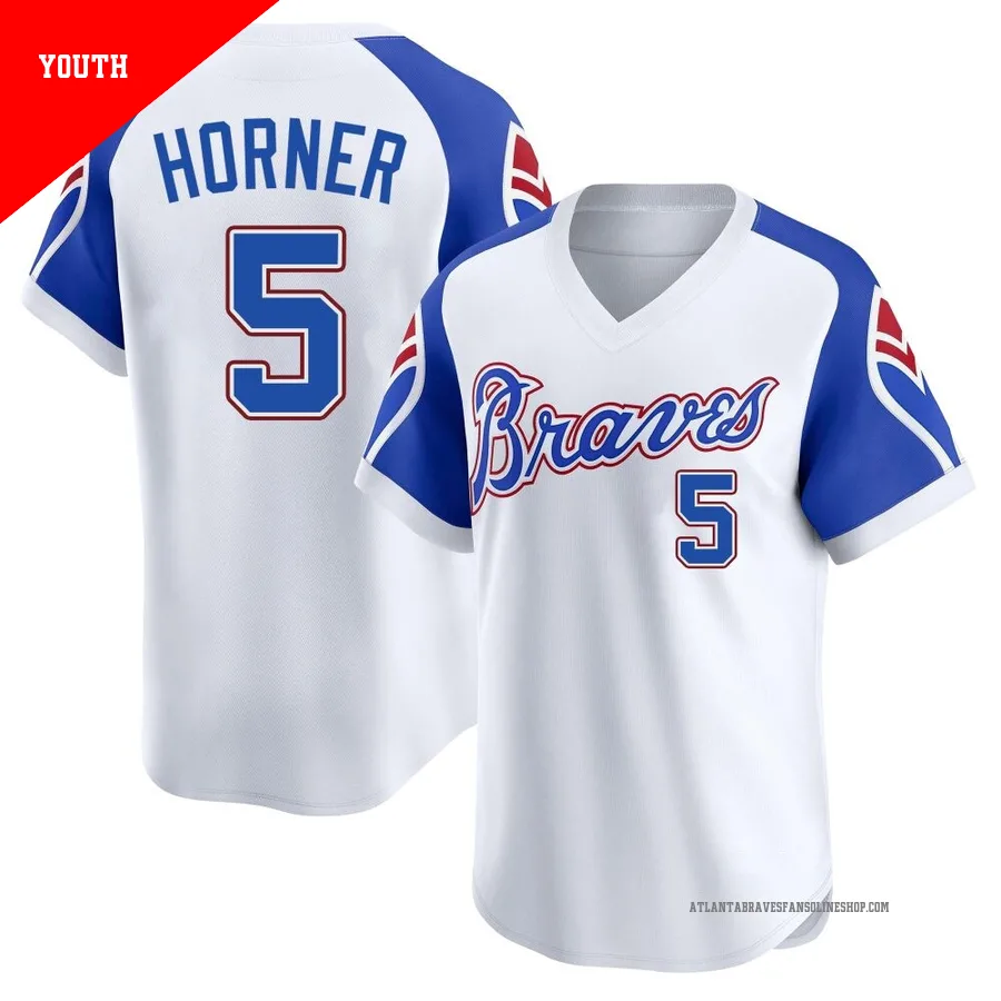Atlanta Braves ＃5 Bob Horner Youth Limited Throwback Cooperstown Collection Jersey - White