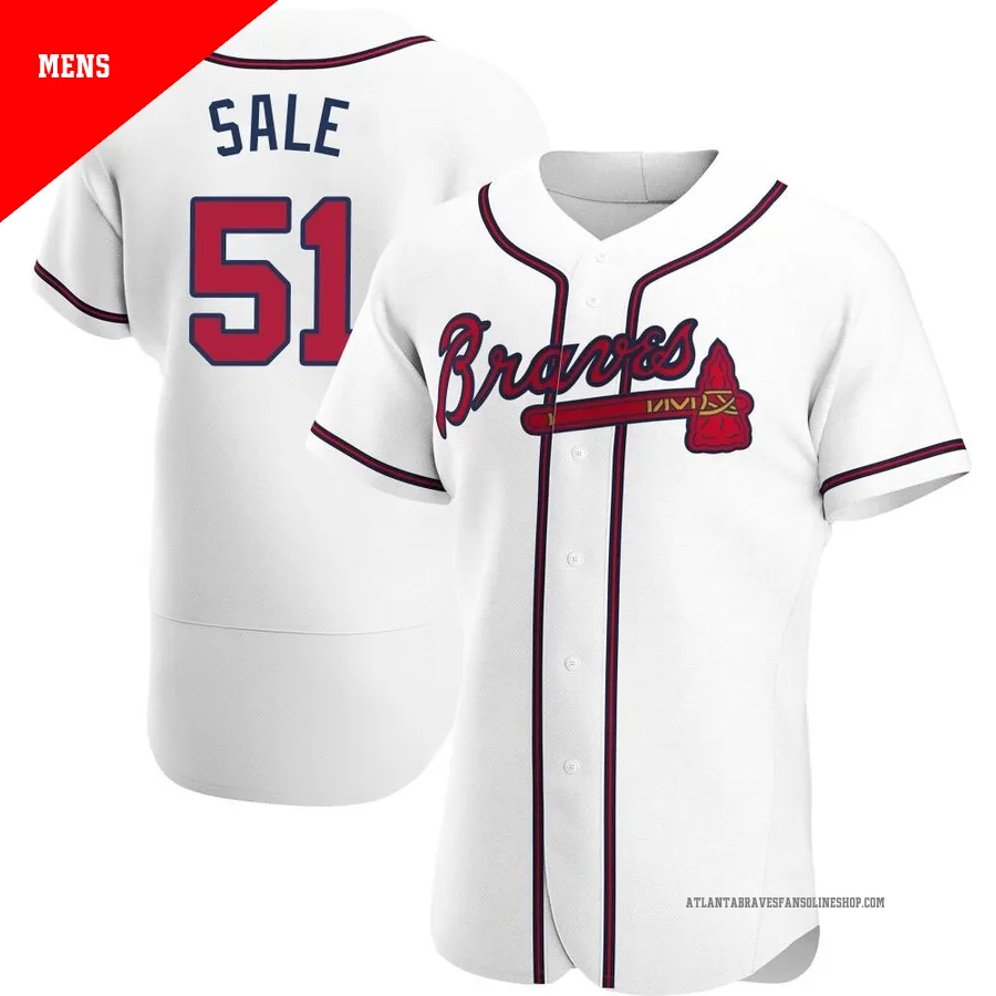 Atlanta Braves ＃51 Chris Sale Men's Authentic Home Jersey - White