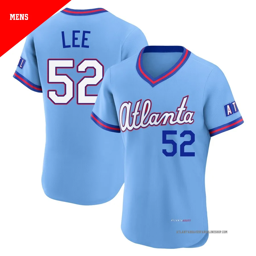 Atlanta Braves ＃52 Dylan Lee Men's Authentic Powder 2026 City Connect Stadium Jersey - Blue