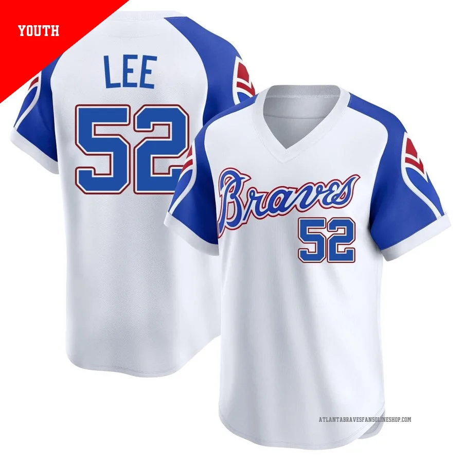 Atlanta Braves ＃52 Dylan Lee Youth Limited Throwback Cooperstown Collection Jersey - White