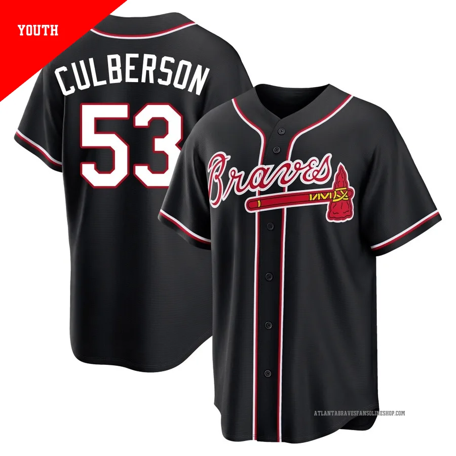 Atlanta Braves ＃53 Charlie Culberson Youth Replica Fashion Out Jersey - Black