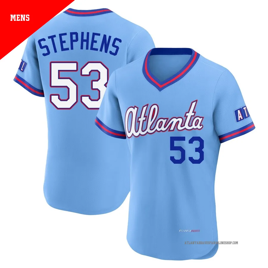 Atlanta Braves ＃53 Jackson Stephens Men's Authentic Powder 2026 City Connect Stadium Jersey - Blue