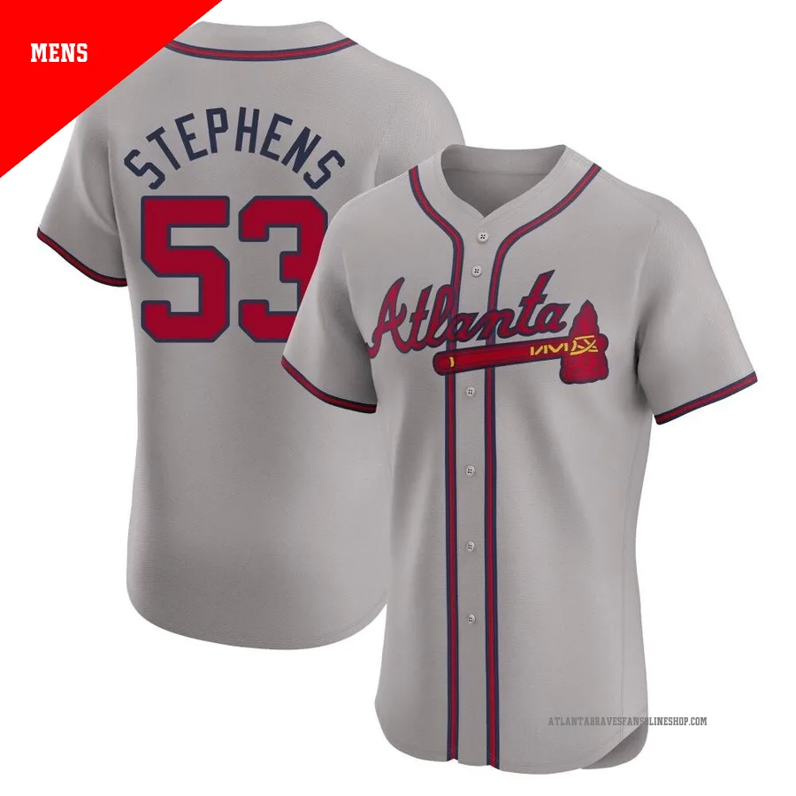 Atlanta Braves ＃53 Jackson Stephens Men's Elite Road Jersey - Gray