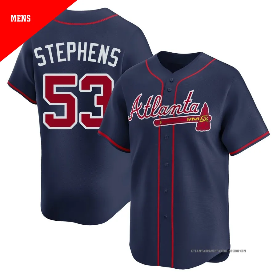 Atlanta Braves ＃53 Jackson Stephens Men's Limited Alternate Jersey - Navy