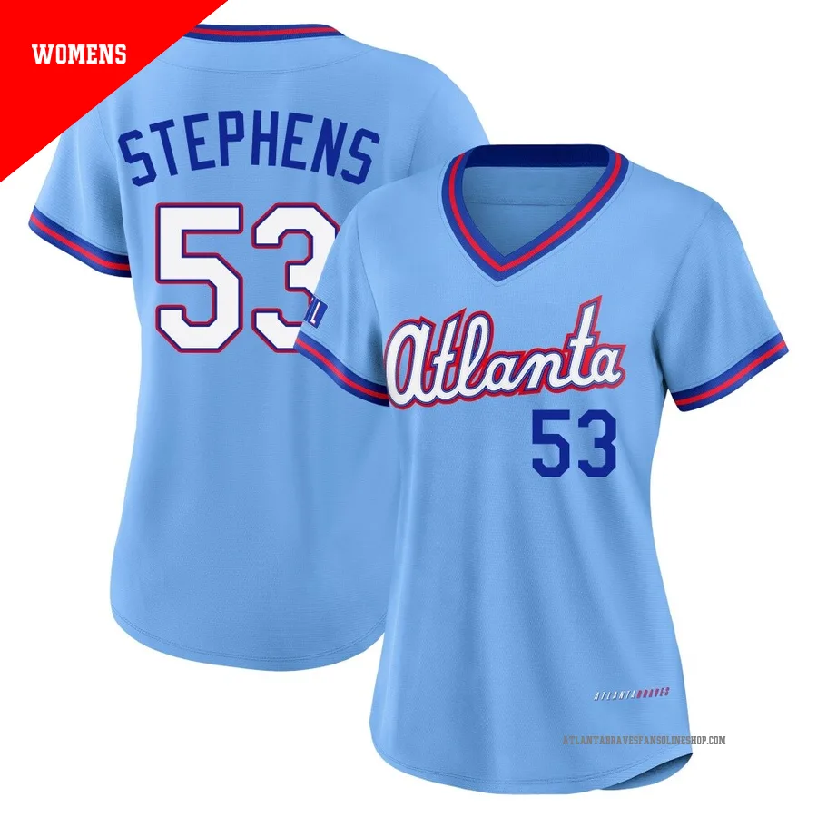 Atlanta Braves ＃53 Jackson Stephens Women's Limited Powder 2026 City Connect Stadium Jersey - Blue