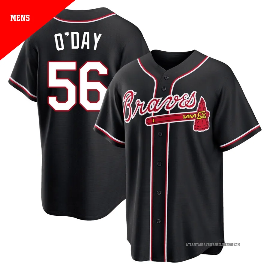 Atlanta Braves ＃56 Darren O'Day Men's Replica Fashion Out Jersey - Black