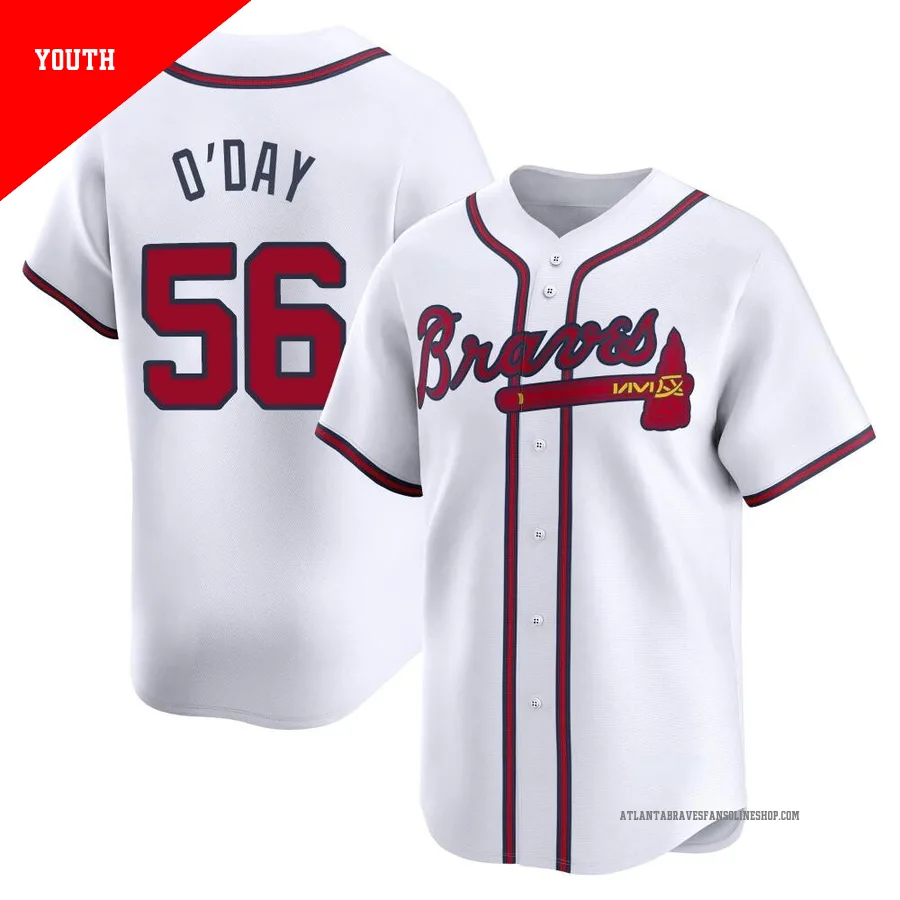 Atlanta Braves ＃56 Darren O'Day Youth Limited Home Jersey - White