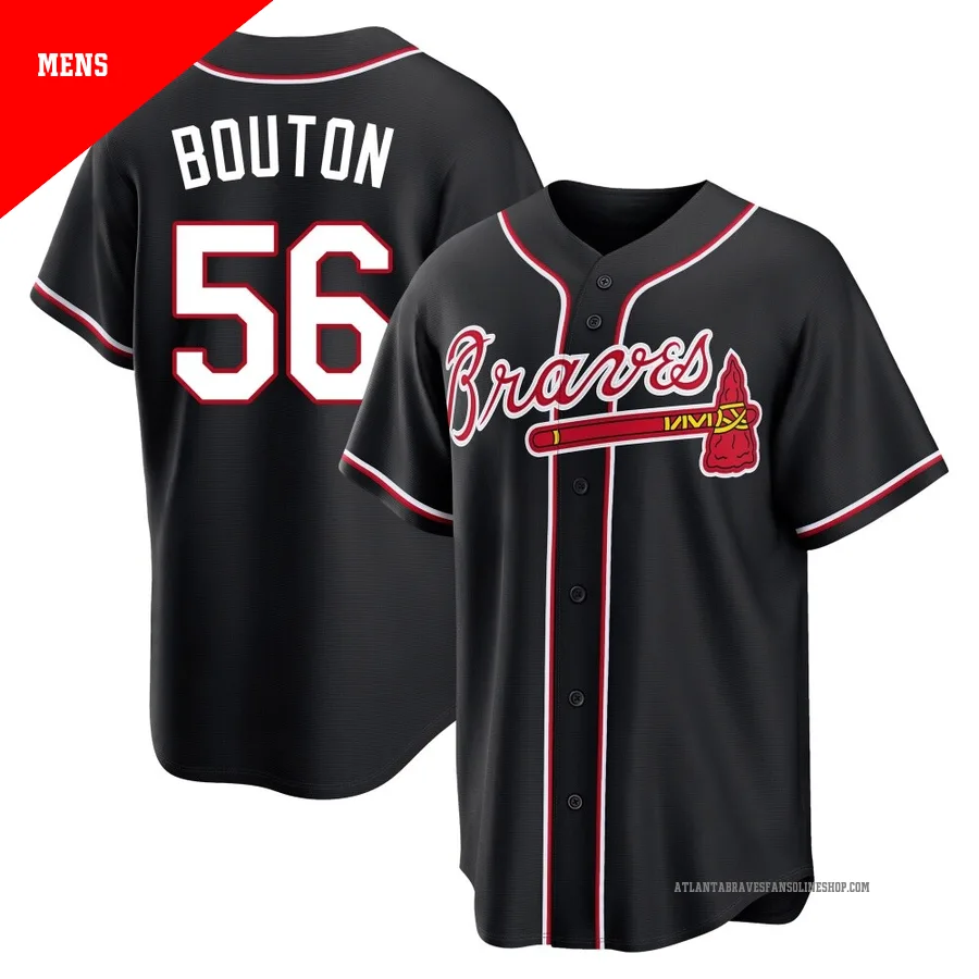 Atlanta Braves ＃56 Jim Bouton Men's Replica Fashion Out Jersey - Black