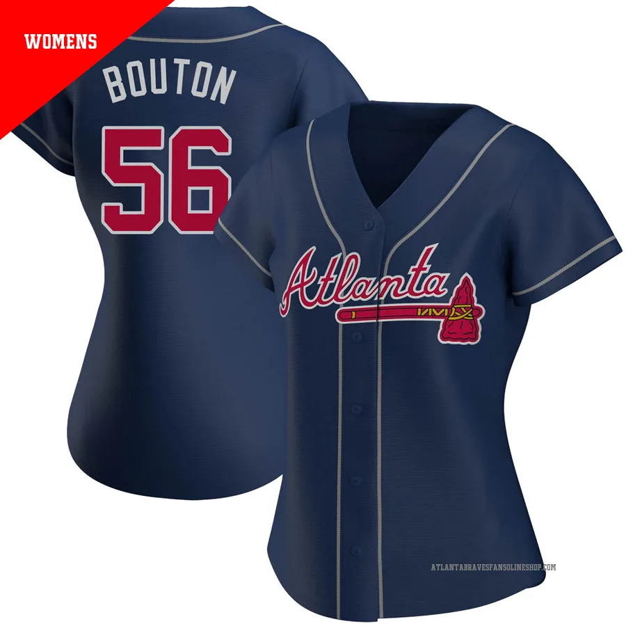 Atlanta Braves ＃56 Jim Bouton Women's Authentic Alternate Jersey - Navy