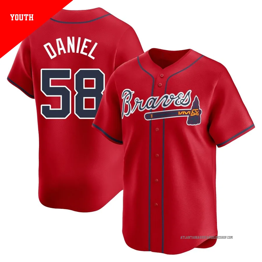 Atlanta Braves ＃58 Davis Daniel Youth Limited Alternate Jersey - Red