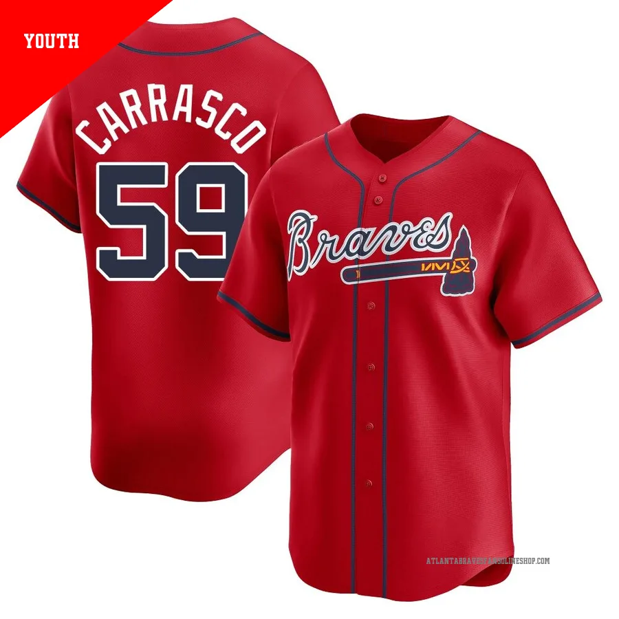 Atlanta Braves ＃59 Carlos Carrasco Youth Limited Alternate Jersey - Red
