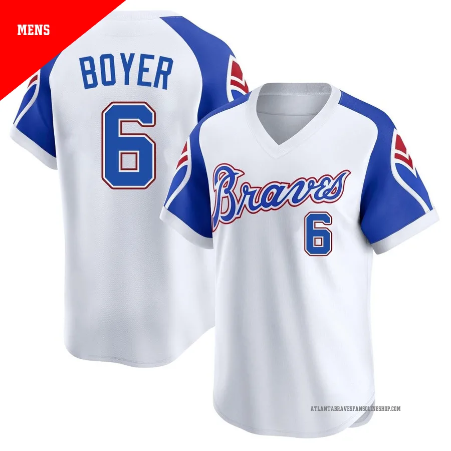 Atlanta Braves ＃6 Clete Boyer Men's Limited Throwback Cooperstown Collection Jersey - White