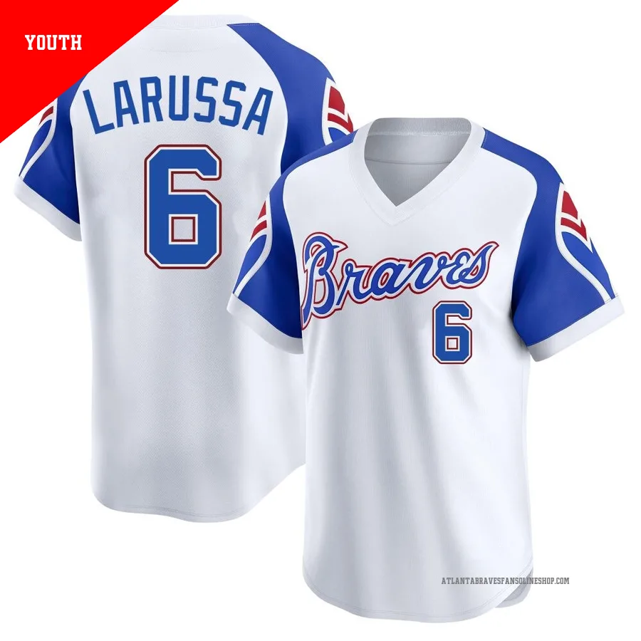 Atlanta Braves ＃6 Tony Larussa Youth Limited Throwback Cooperstown Collection Jersey - White