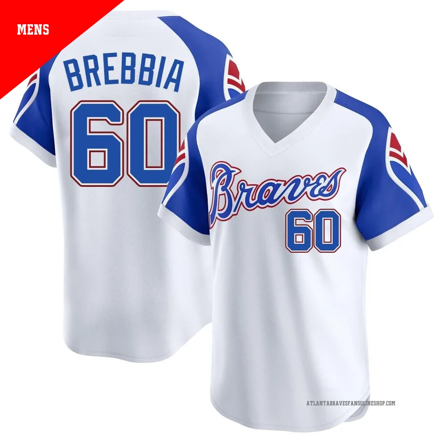 Atlanta Braves ＃60 John Brebbia Men's Limited Throwback Cooperstown Collection Jersey - White