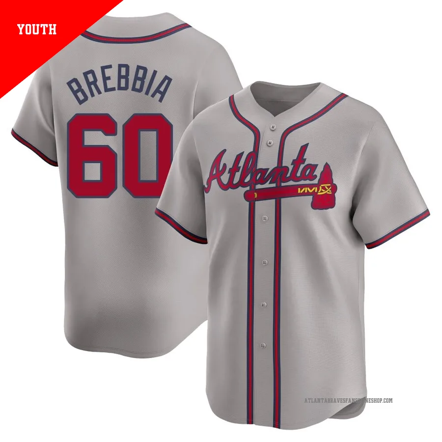 Atlanta Braves ＃60 John Brebbia Youth Limited Away Jersey - Gray