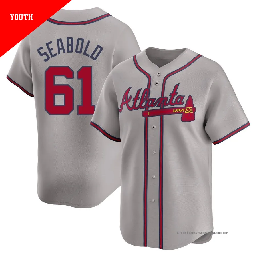 Atlanta Braves ＃61 Connor Seabold Youth Limited Away Jersey - Gray