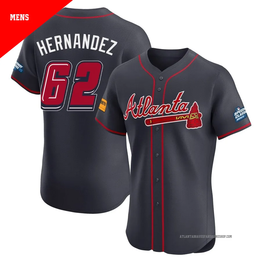 Atlanta Braves ＃62 Daysbel Hernandez Men's Elite 2025 Speedway Classic Alternate Jersey - Navy