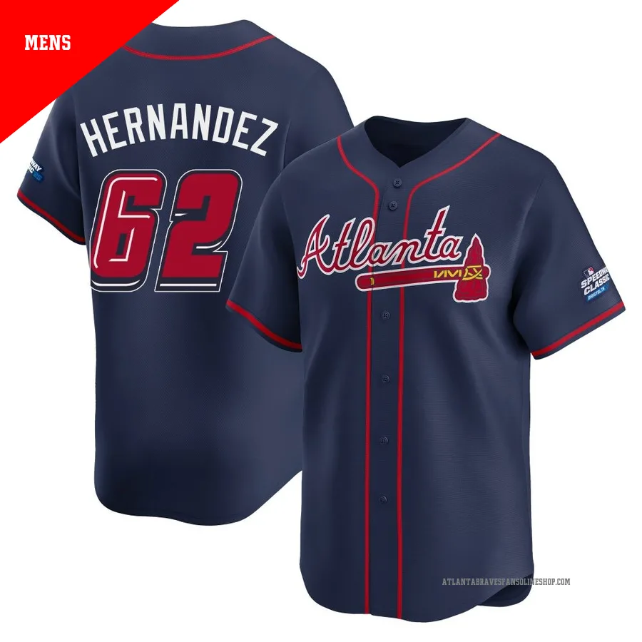 Atlanta Braves ＃62 Daysbel Hernandez Men's Limited 2025 Speedway Classic Alternate Jersey - Navy