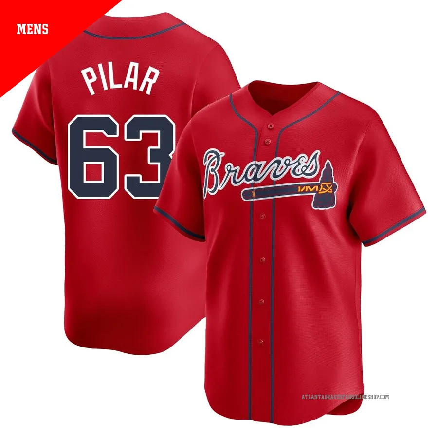 Atlanta Braves ＃63 Anderson Pilar Men's Limited Alternate Jersey - Red