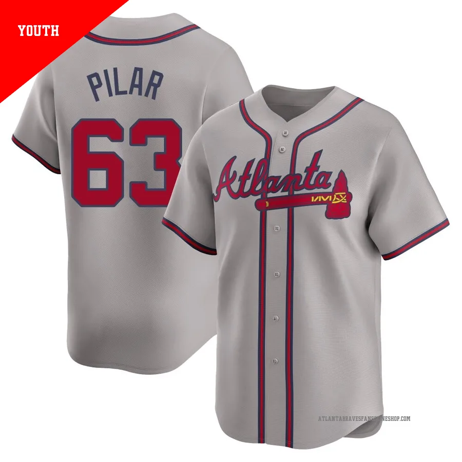 Atlanta Braves ＃63 Anderson Pilar Youth Limited Away Jersey - Gray