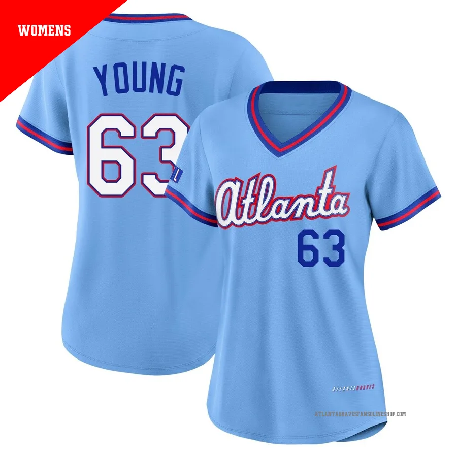 Atlanta Braves ＃63 Danny Young Women's Limited Powder 2026 City Connect Stadium Jersey - Blue