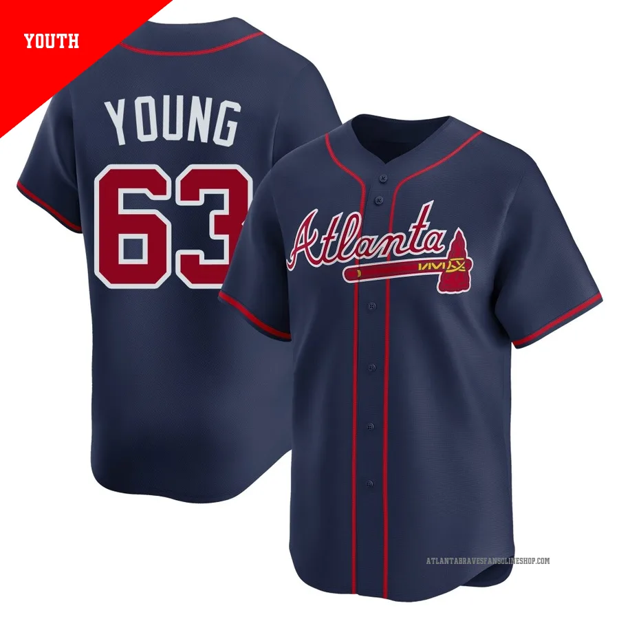 Atlanta Braves ＃63 Danny Young Youth Limited Alternate Jersey - Navy