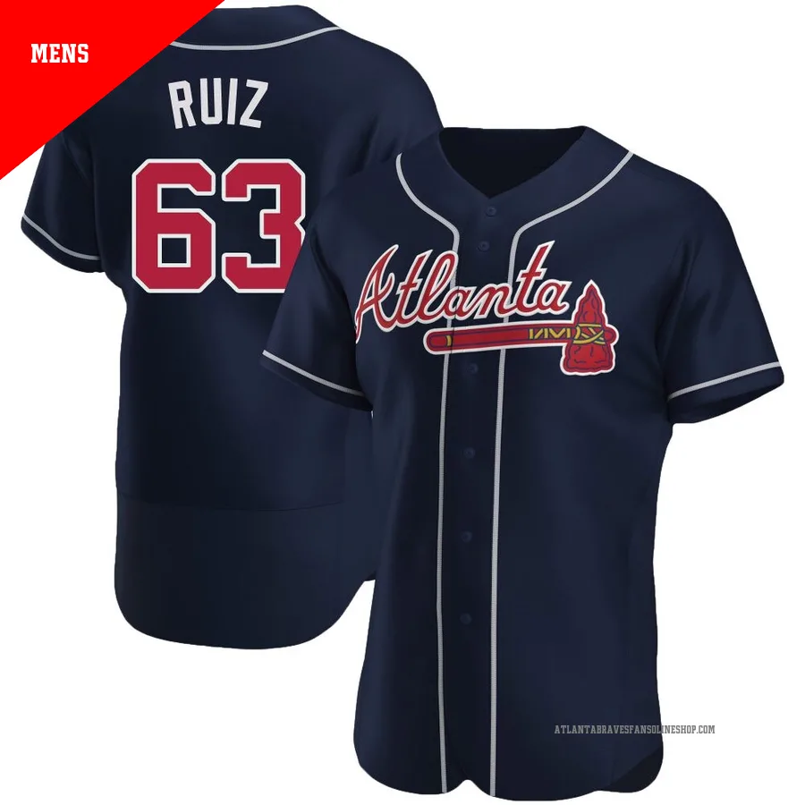 Atlanta Braves ＃63 Jose Ruiz Men's Authentic Alternate Jersey - Navy