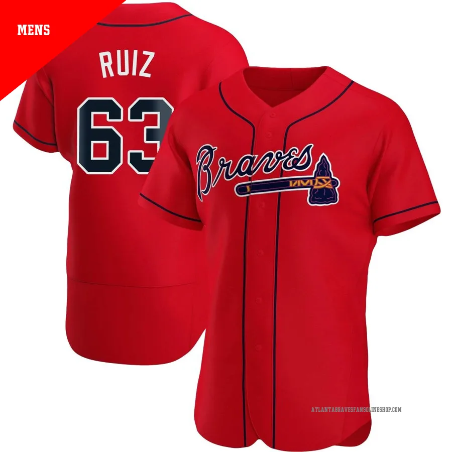 Atlanta Braves ＃63 Jose Ruiz Men's Authentic Alternate Jersey - Red