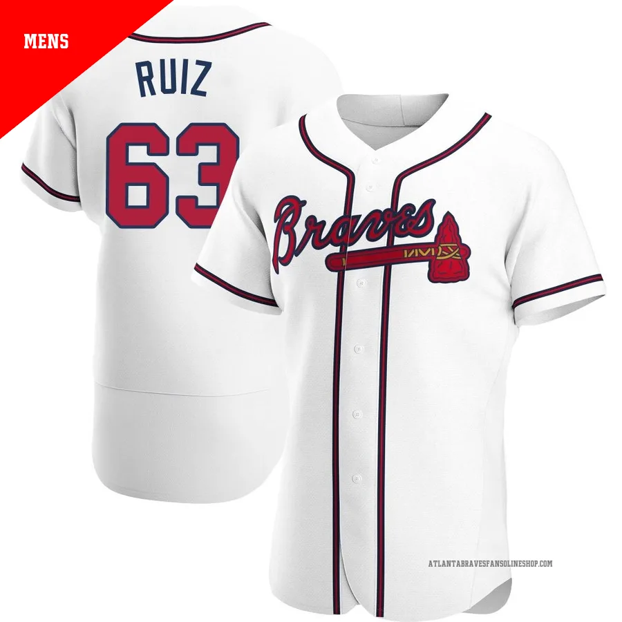 Atlanta Braves ＃63 Jose Ruiz Men's Authentic Home Jersey - White