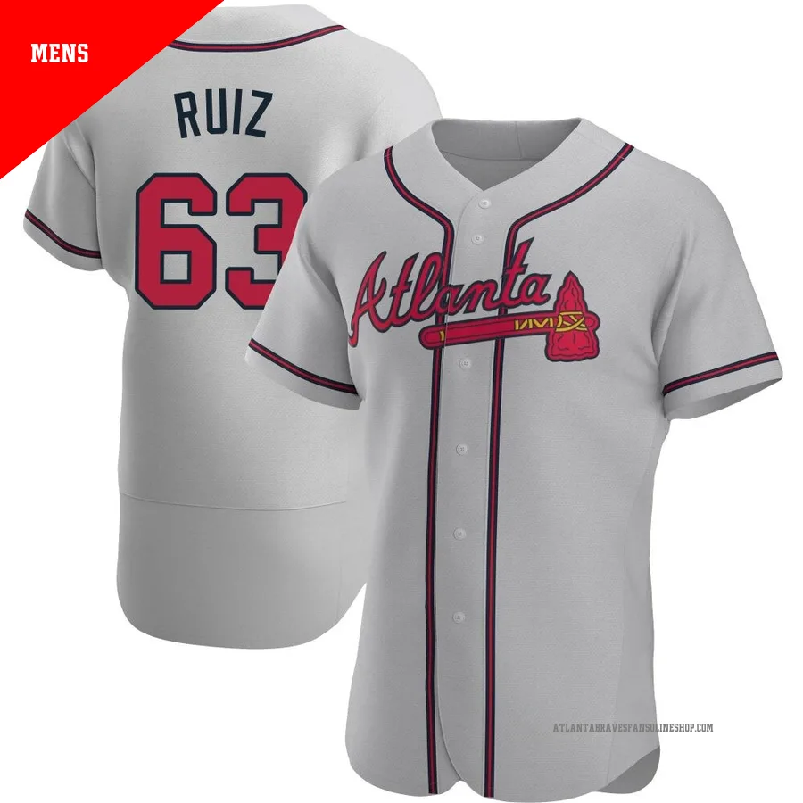 Atlanta Braves ＃63 Jose Ruiz Men's Authentic Road Jersey - Gray