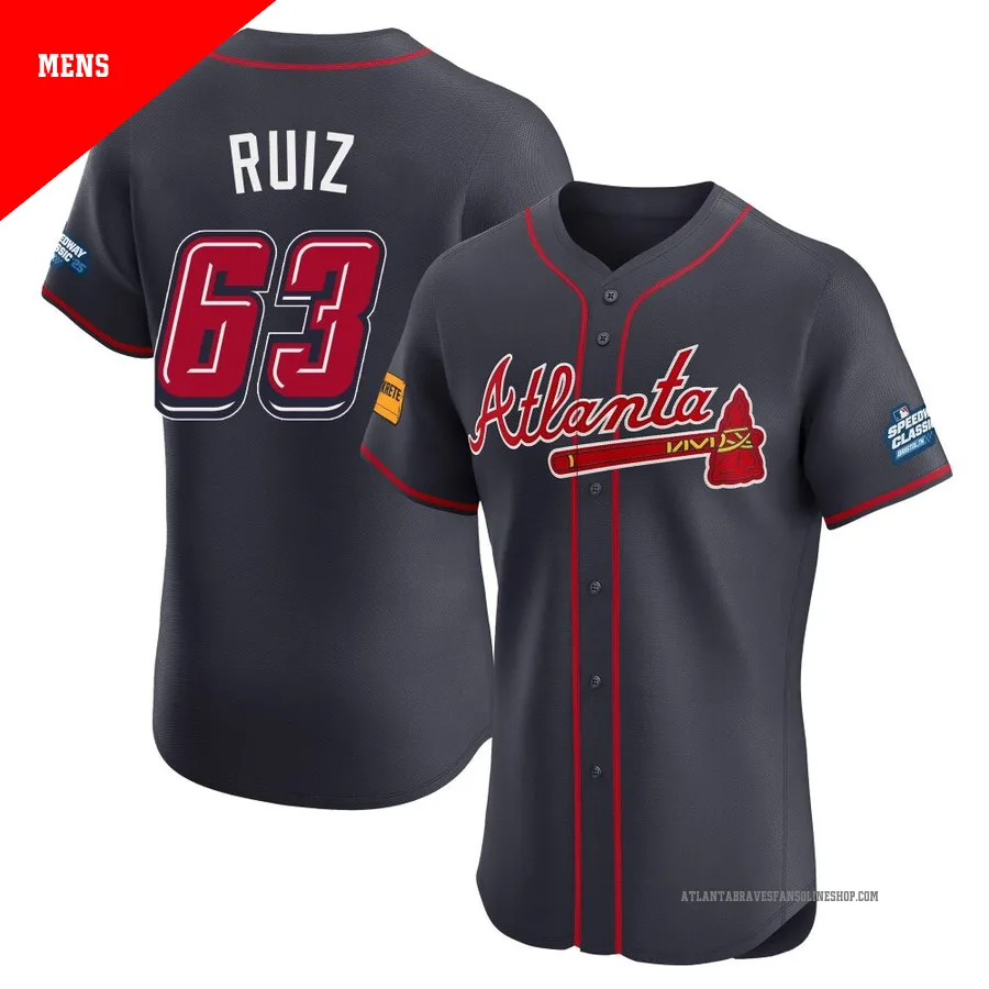 Atlanta Braves ＃63 Jose Ruiz Men's Elite 2025 Speedway Classic Alternate Jersey - Navy