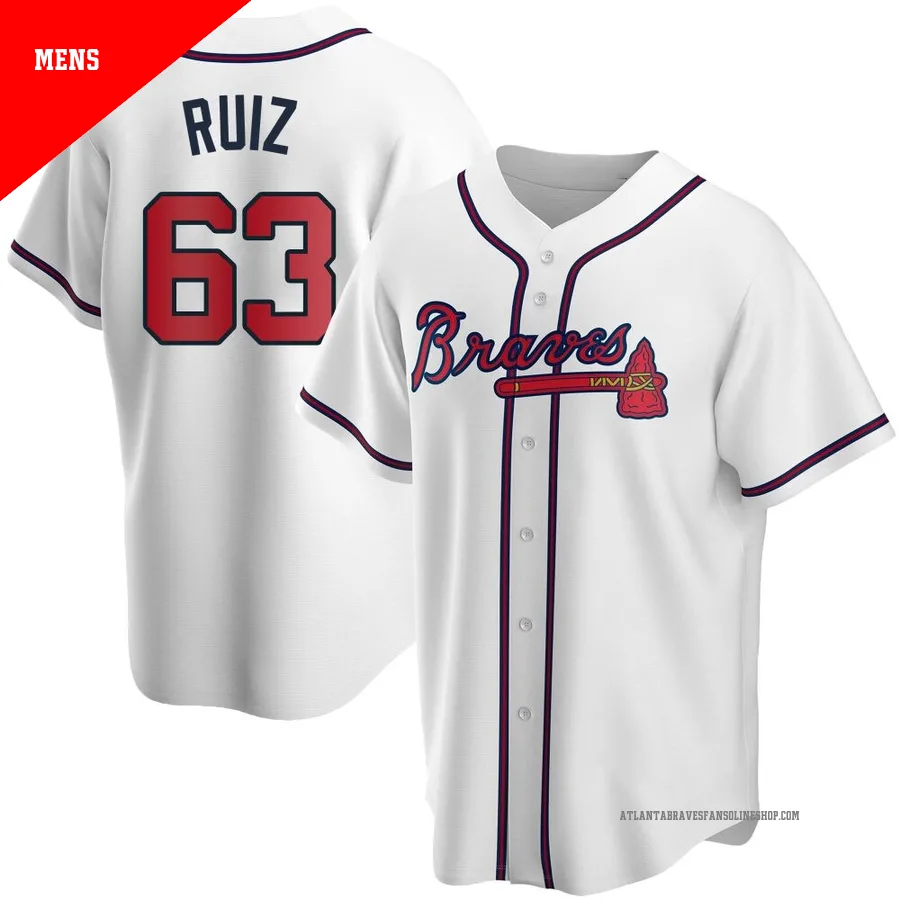 Atlanta Braves ＃63 Jose Ruiz Men's Replica Home Jersey - White