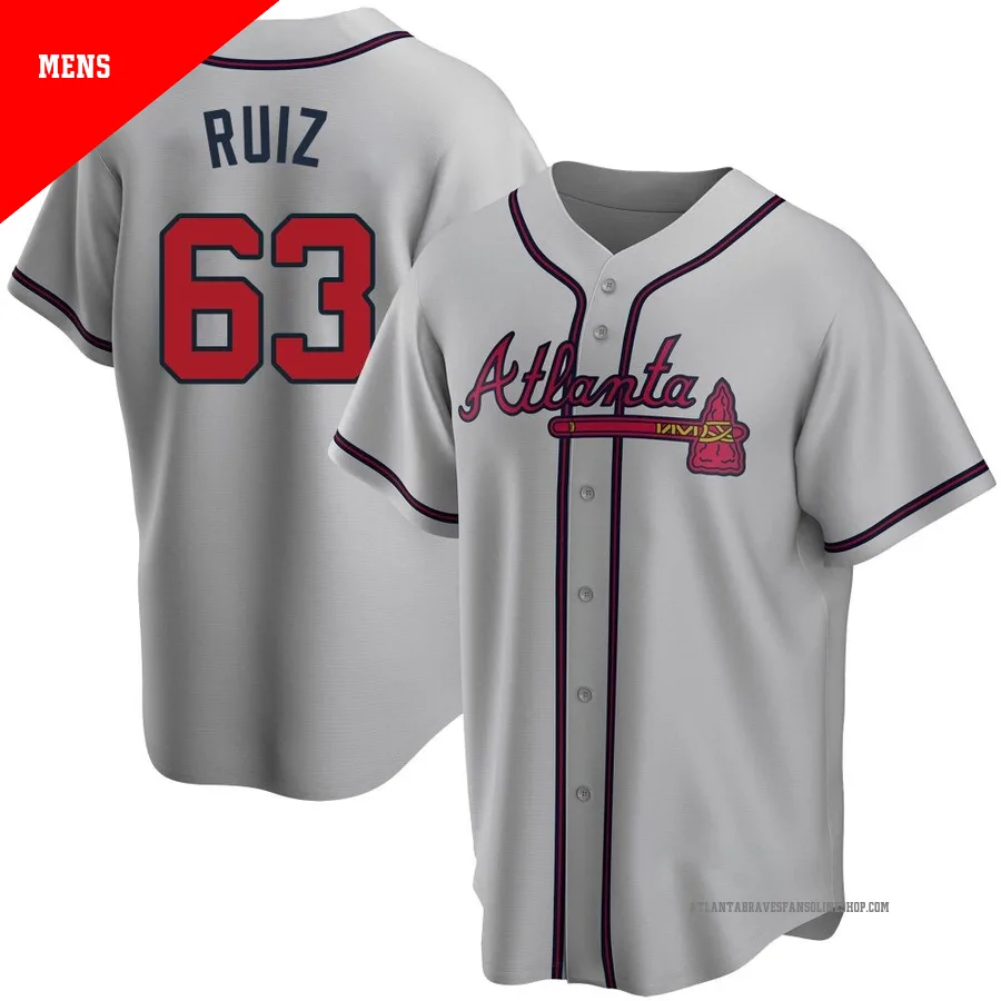 Atlanta Braves ＃63 Jose Ruiz Men's Replica Road Jersey - Gray