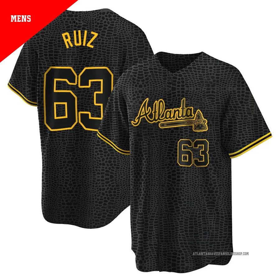 Atlanta Braves ＃63 Jose Ruiz Men's Replica Snake Skin City Jersey - Black