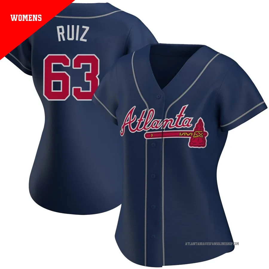 Atlanta Braves ＃63 Jose Ruiz Women's Replica Alternate Jersey - Navy